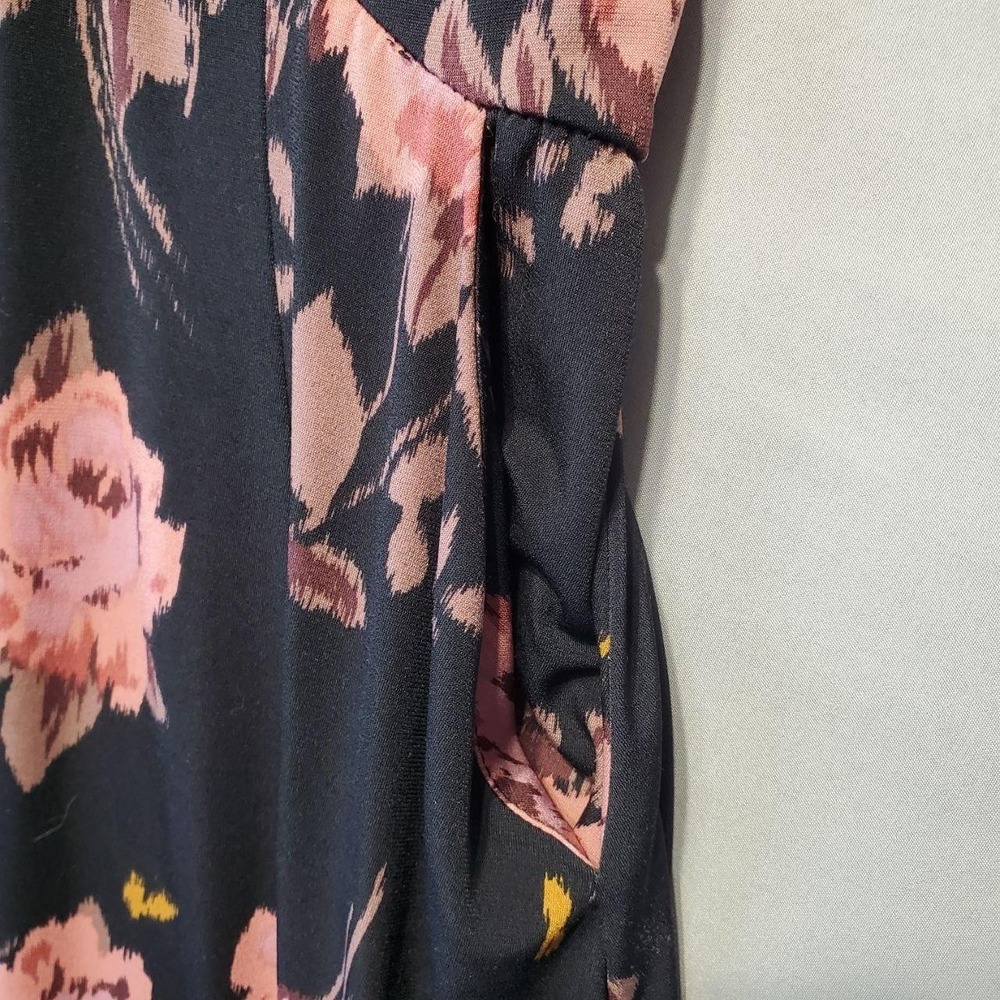 torrid Black Dress with Pink Floral Print Midi - Picture 5 of 12